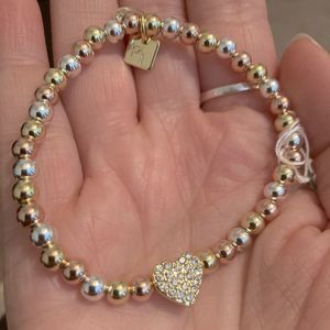 Park Lane Lovely Silver, Gold And Rose Gold Heart Bracelet
